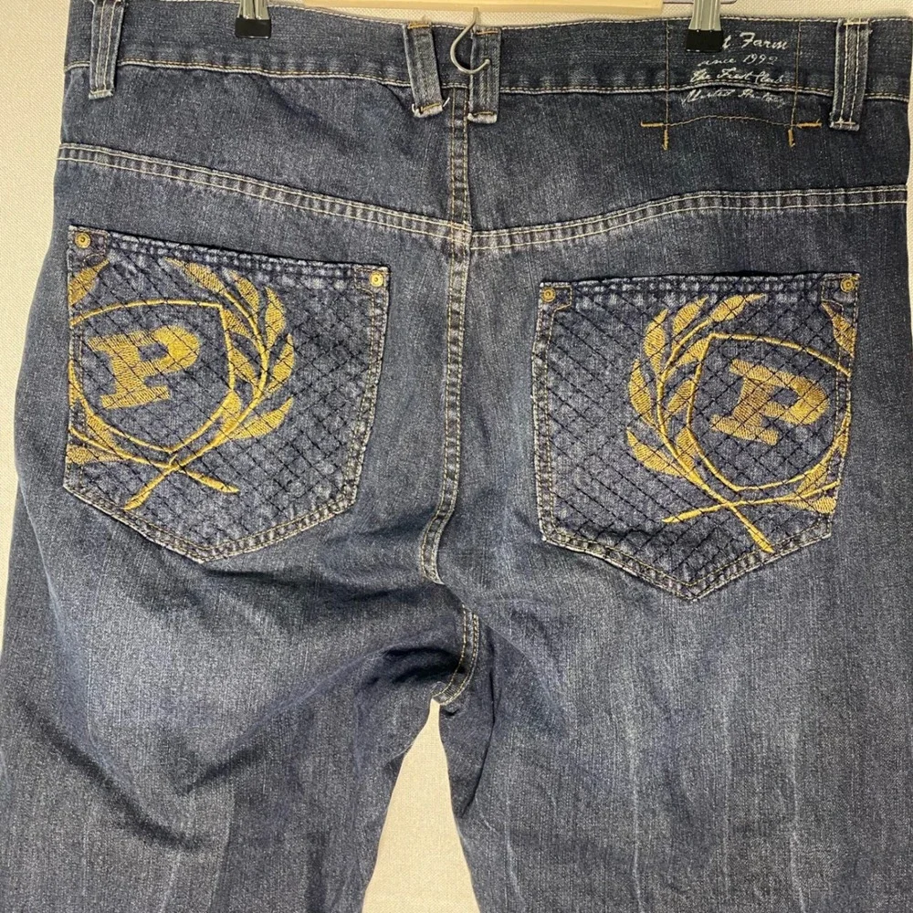 Phat Farm Vintage Mens 42x32 Embroidered Logo Relaxed Fit Jeans Dark Wash Denim